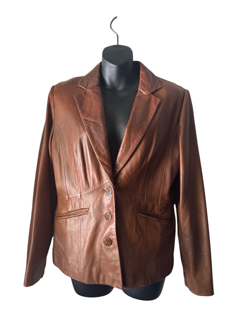 Classic Vintage Preston and York Cognac Lambskin Leather Blazer Jacket Size S